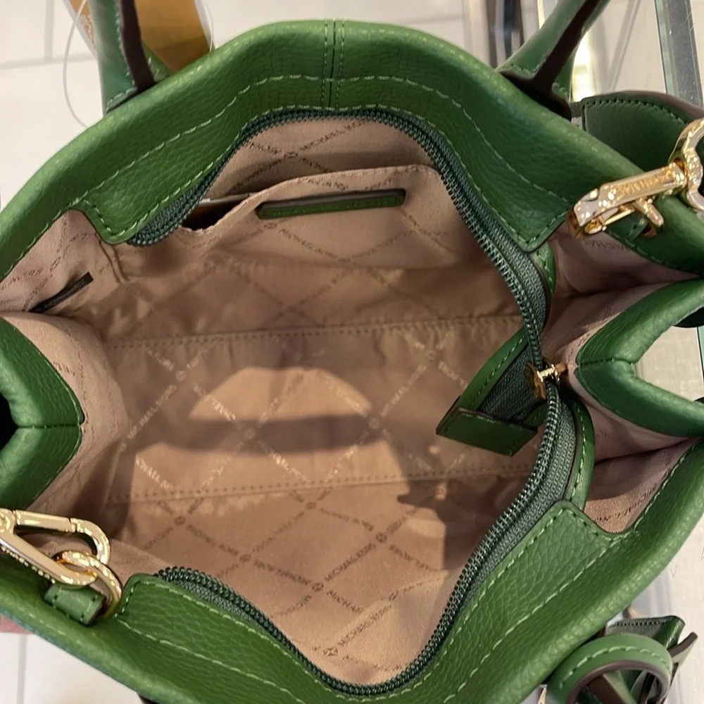 MICHAEL KORS  Mirella Small Pebbled Leather Crossbody Bag Fern Green NWT